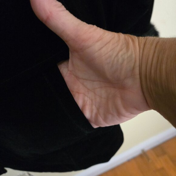 Gallery Vintage Black Faux Suede Faux Fur Trim Full Zip Black Jacket Size 1X - Picture 7 of 10